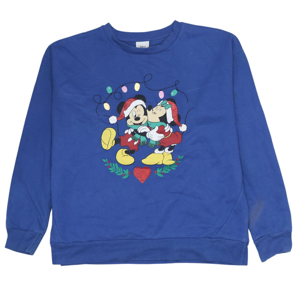 Vintage 90's Disney Mickey Mouse Blue Crew Neck Sweatshirt XL Retro