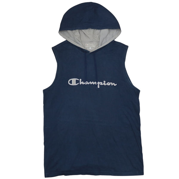 Champion Navy Blue 90's Spellout Sleeveless Vest Gilet Women's XL