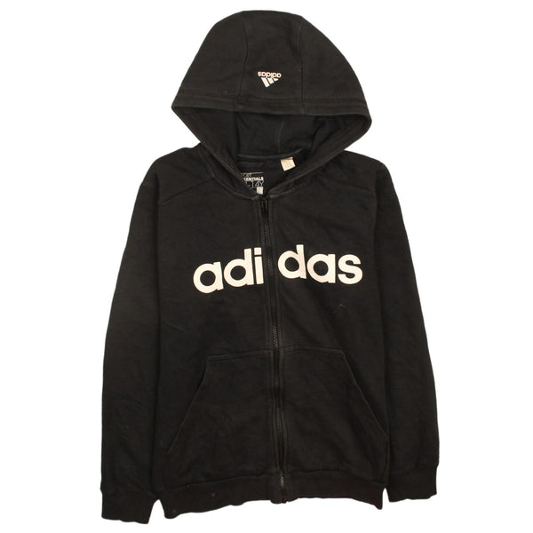 Adidas 90's Black Spellout Full Zip Hoodie Women's Large Vintage
