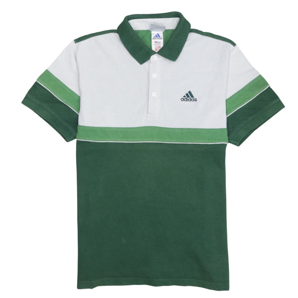 Adidas 90's Short Sleeves Quarter Button Polo Shirt Small Green