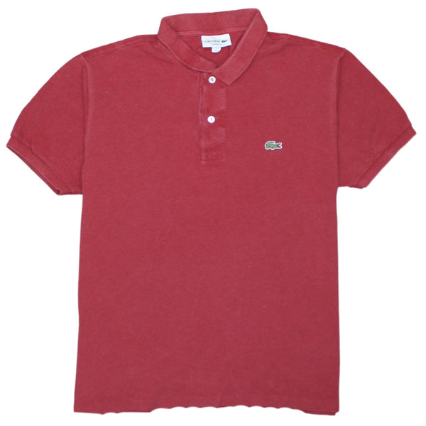 Lacoste 90's Short Sleeves Quarter Button Polo Shirt Large Red