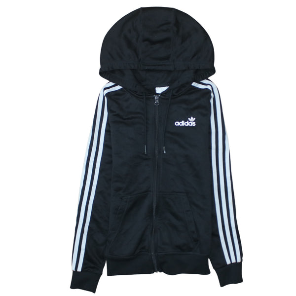 Adidas 90's Striped Sleeve Full Zip Up Hoodie XSmall  Black