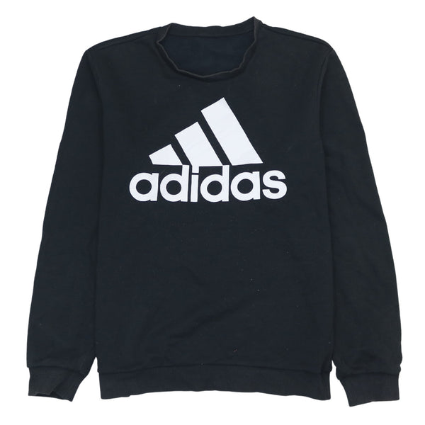 Adidas Vintage 90's Spellout Black Crew Neck Sweatshirt Small Cotton