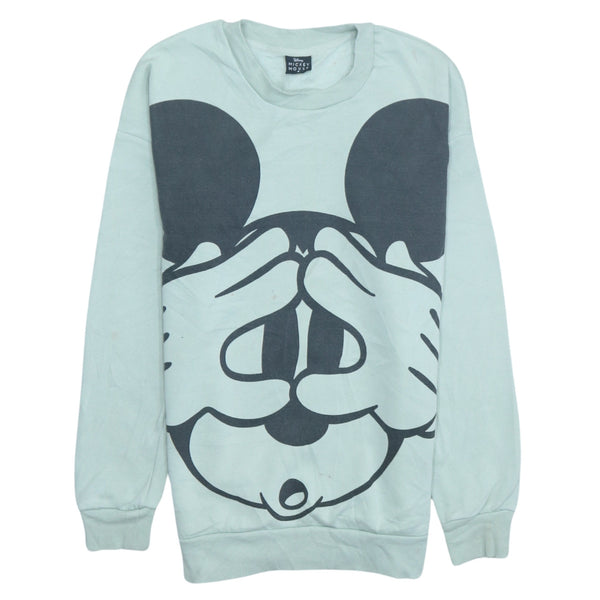 Vintage 90s Disney Mickey Mouse Green Crew Neck Sweatshirt Small