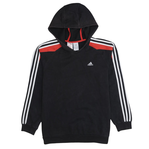 Adidas 90's Striped Sleeve Pullover Hoodie XLarge Black