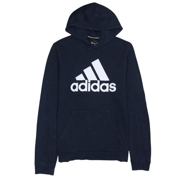 Adidas 90's Spellout Pullover Hoodie Large Navy Blue