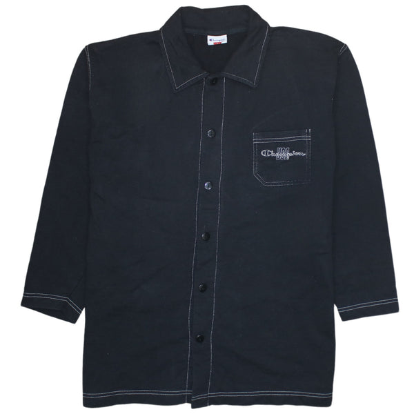 Champion 90's Long Sleeve Button Up Shirt Large Black