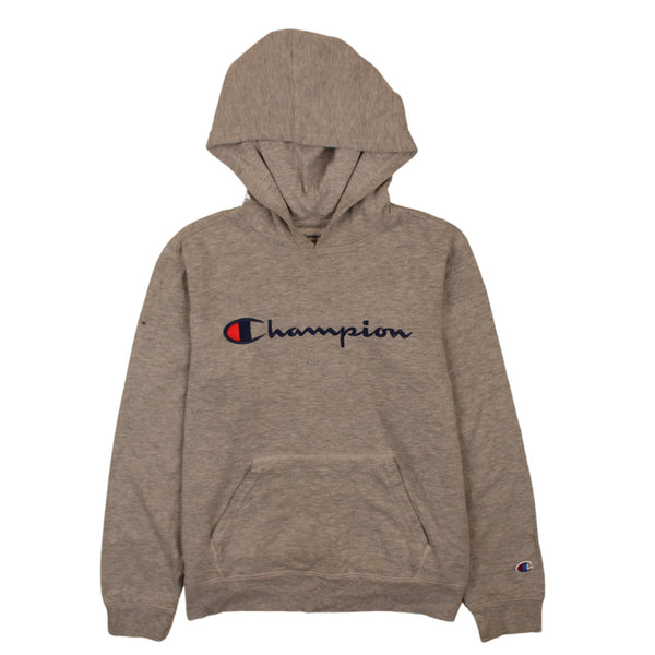 Champion Women's Large 90's Grey Spellout Pullover Hoodie - Vintage