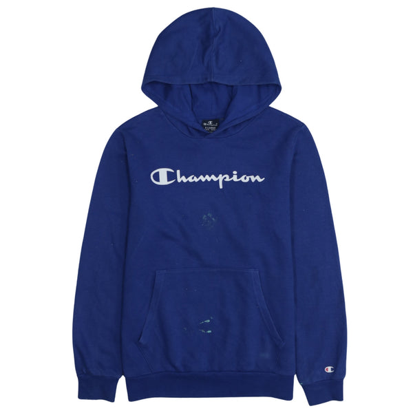 Vintage 90's Champion Blue Spellout Pullover Hoodie Women's XLarge