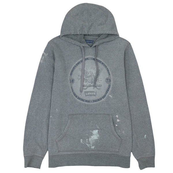 Levi's 90's Drawstring Pockets Pullover Hoodie Large Grey