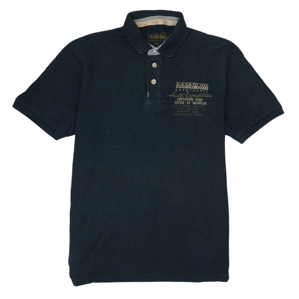 Napapijri 90's Short Sleeves Quarter Button Polo Shirt XLarge Black