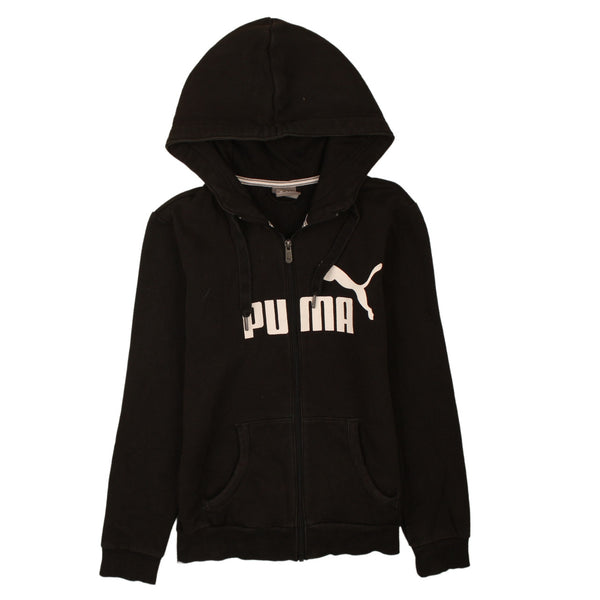 Puma 90's Vintage Black Spellout Full Zip Hoodie Women's Small