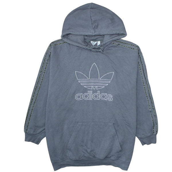 Adidas 90's Spellout Pullover Hoodie Large Grey