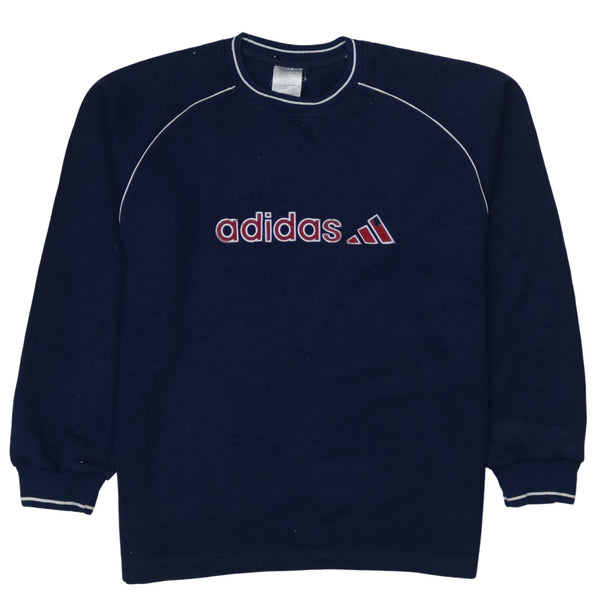 Adidas 90's Spellout Crew Neck Sweatshirt Large  Navy Blue
