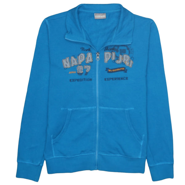 Napapijri 90's Spellout Full Zip Up Sweatshirt XSmall  Blue