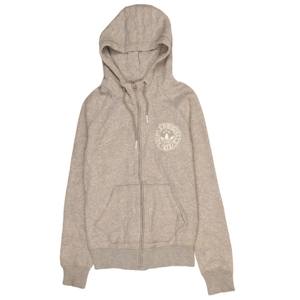 Adidas Women's 90s Vintage Grey Full Zip Hoodie Large Classic Style