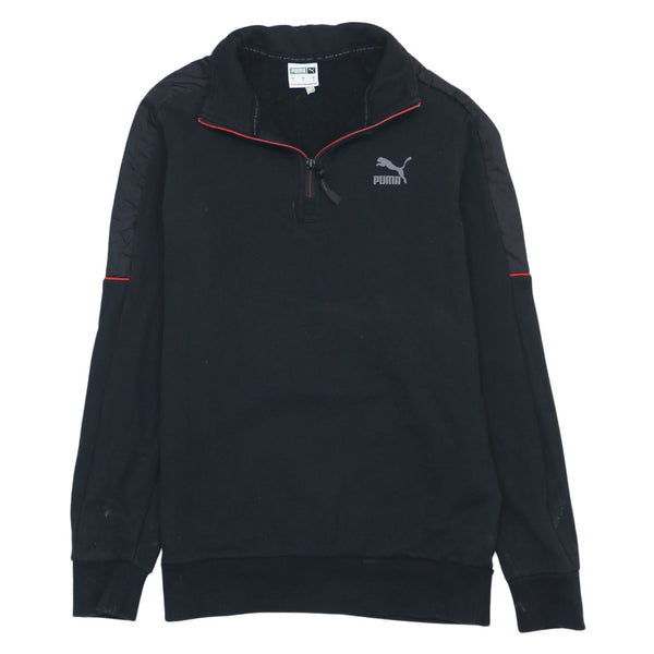 Puma 90's Vintage Black Heavyweight Quarter Zip Sweatshirt Small