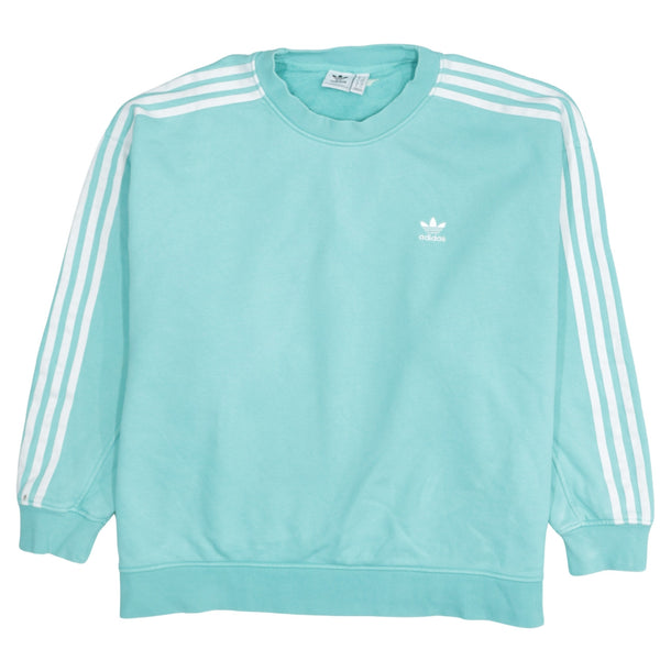 Adidas Vintage 90's Blue Striped Sleeve Crew Neck Sweatshirt Small