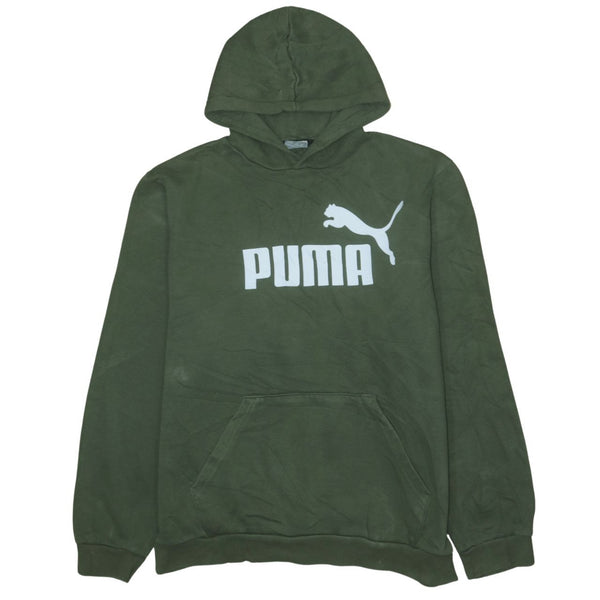 Vintage 90's Puma Spellout Green Pullover Hoodie XL