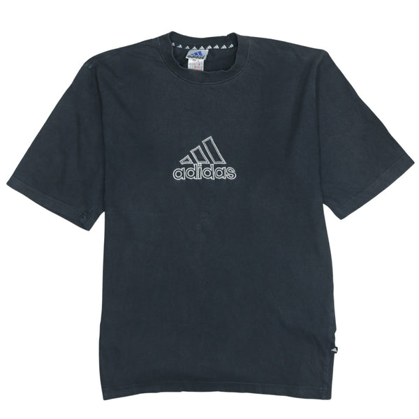 Adidas 90s Vintage Spellout Short Sleeve Sweatshirt Medium Black