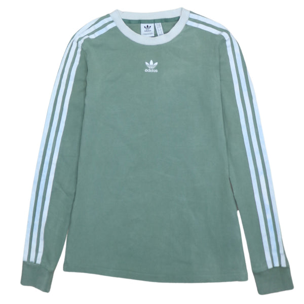 Adidas Vintage 90's Green Striped Sleeve Crew Neck Sweatshirt XSmall