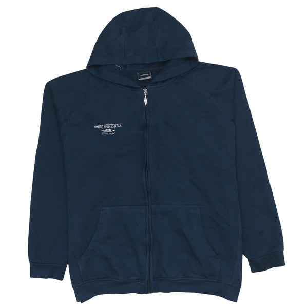 Vintage 90's Umbro Full Zip Up Hoodie XLarge Navy Blue