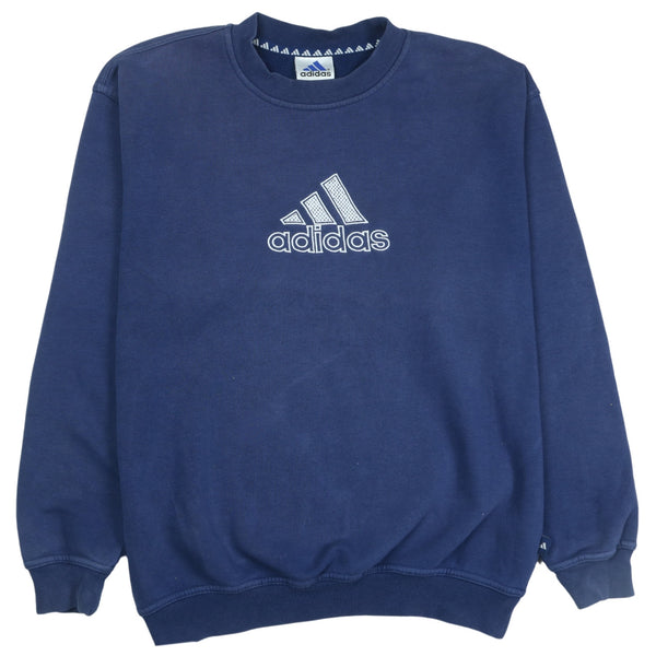 Adidas 90's Spellout Crew Neck Sweatshirt Small Navy Blue