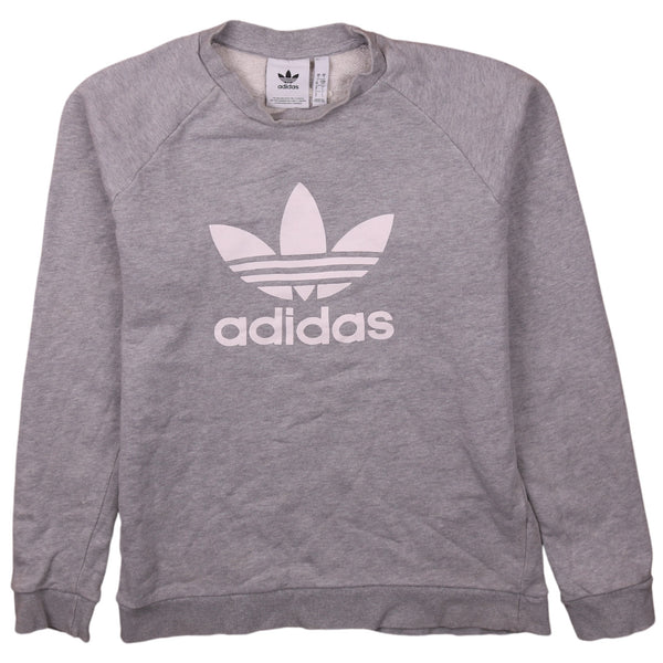 Adidas Vintage 90's Spellout Crew Neck Sweatshirt Grey Men's Small
