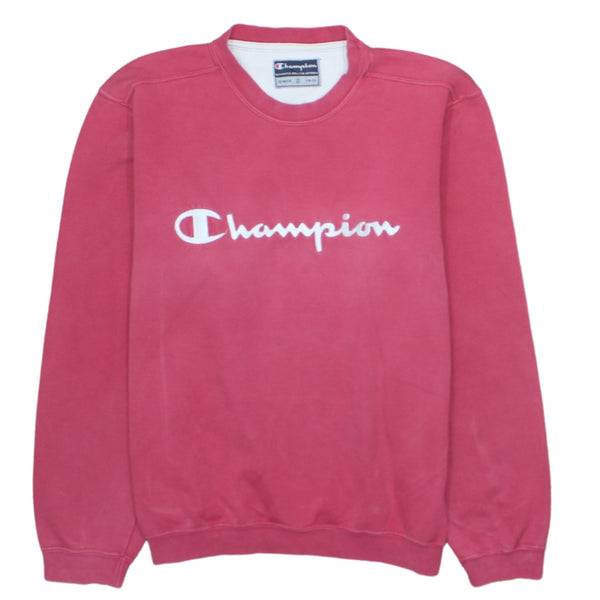 Vintage 90's Champion Red Spellout Crew Neck Sweatshirt Small
