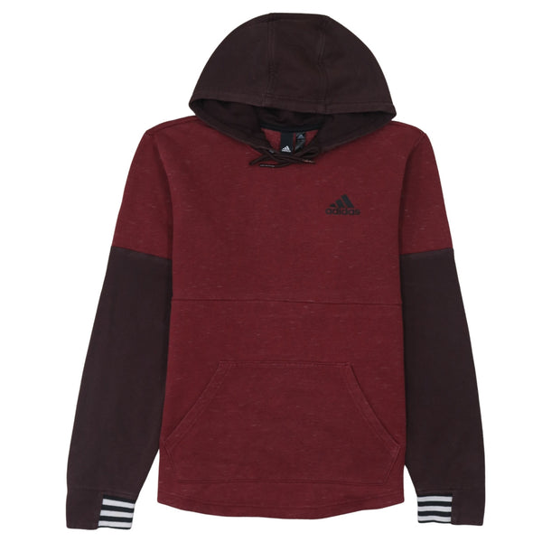 Adidas 90's 3 Stripes Cuffs Pullover Hoodie Small Burgundy Red