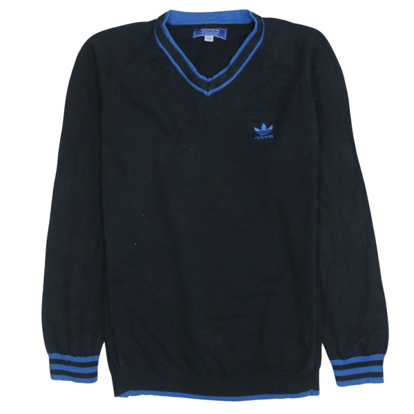 Adidas Men's 90's Vintage V Neck Lightweight Sweatshirt Black Medium