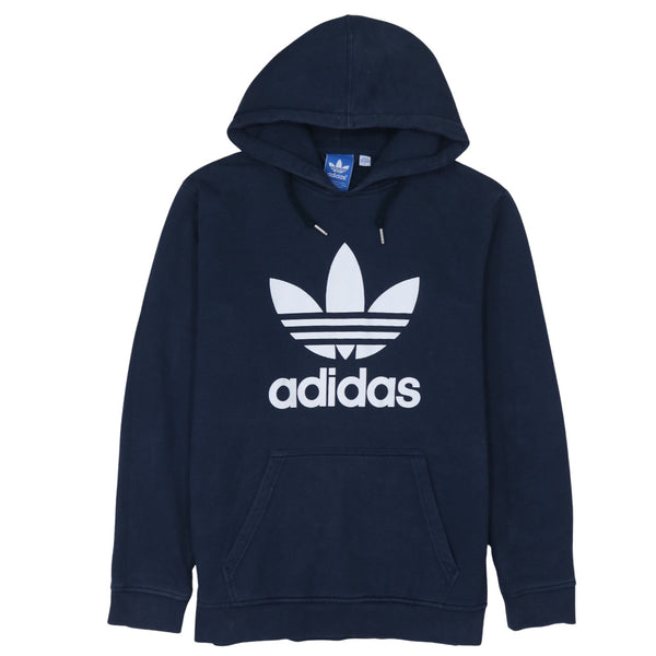 Adidas 90's Spellout Pullover Hoodie Large Navy Blue