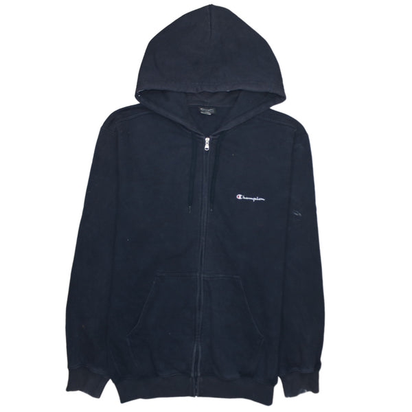 Champion 90's Drawstring Pockets Full Zip Up Hoodie XXLarge (2XL) Navy Blue