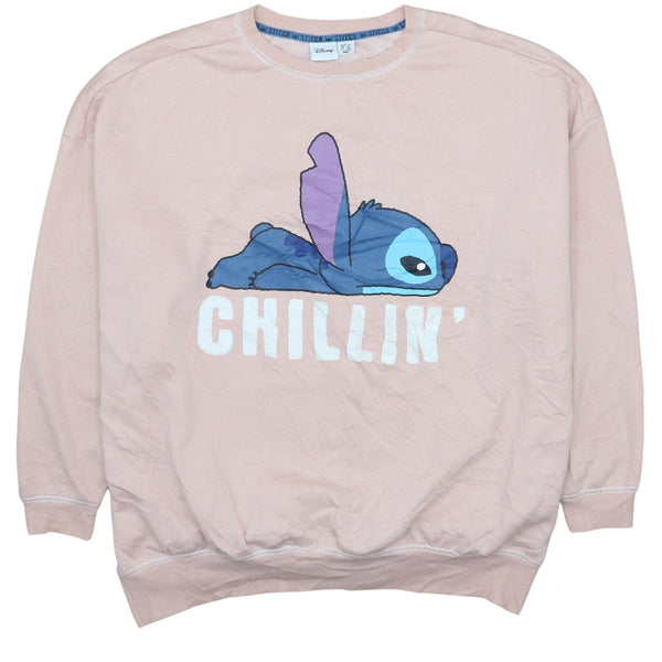 Disney Stitch 90s Vintage Pink Crew Neck Sweatshirt Women's Large
