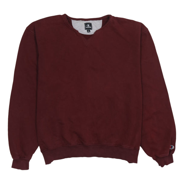 Champion 90's Plain Crew Neck Sweatshirt Large Burgundy Red