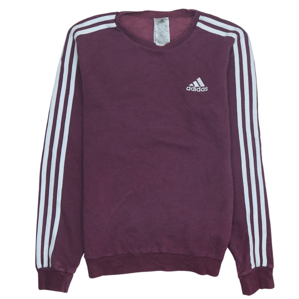 Adidas Vintage 90's Striped Crew Neck Sweatshirt XS Burgundy Red