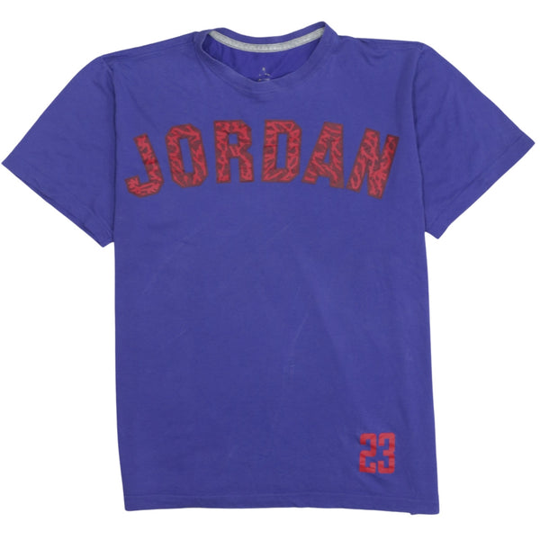 Jordan 90's Spellout Short Sleeves T Shirt XLarge  Blue