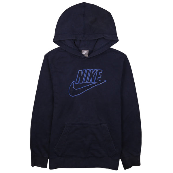 Nike Vintage 90's Spellout Swoosh Hoodie Large Navy Blue Women
