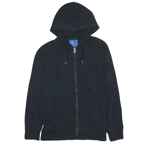 Adidas Vintage 90's Black Full Zip Hoodie with Drawstring Pockets - Men's Medium