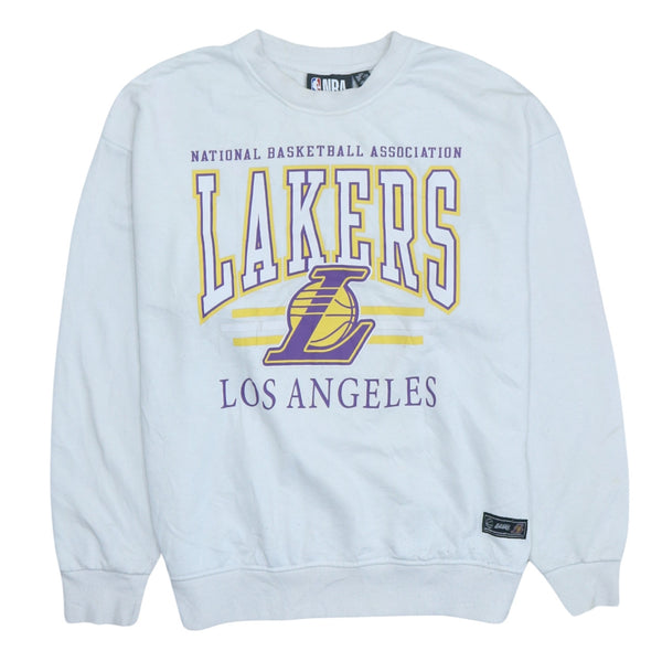 NBA 90s Los Angeles Lakers Women's XXS Crew Neck Sweatshirt White