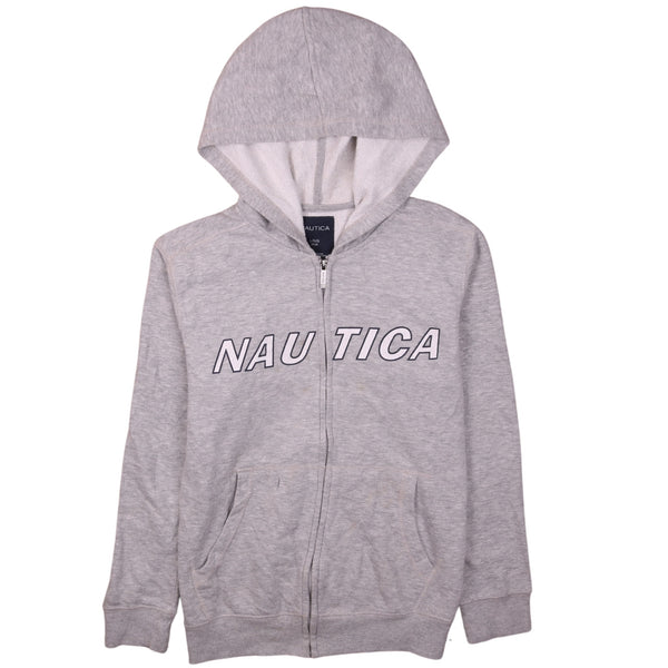 Vintage Nautica 90's Grey Spellout Zip Hoodie Women's Large