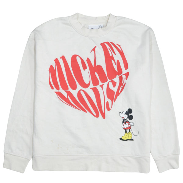 Diseny 90's Mickey Mouse Crew Neck Sweatshirt Small Beige Cream