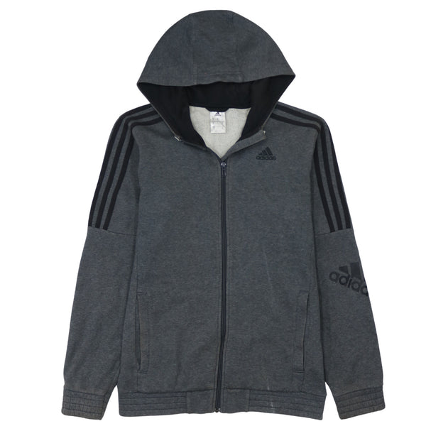 Adidas 90's Striped Sleeve Full Zip Up Hoodie Small Black