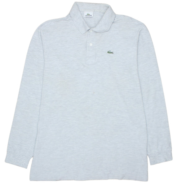 Lacoste 90's Long Sleeve Quarter Button Polo Shirt Medium  Grey