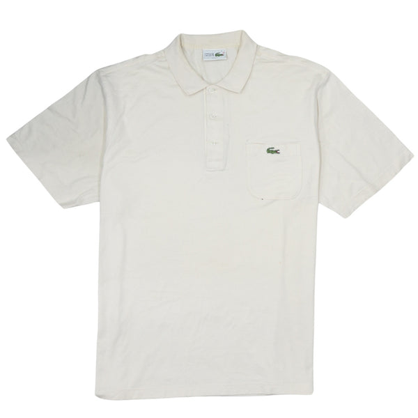 Lacoste 90's Short Sleeves Quarter Button Polo Shirt Large  Beige Cream