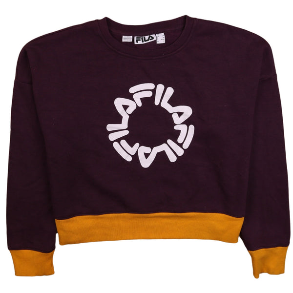 Fila 90's Vintage Spellout Crew Neck Sweatshirt Women's Large Purple