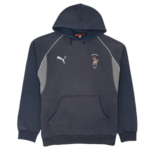 Puma 90's Drawstring Pockets Pullover Hoodie Large Navy Blue