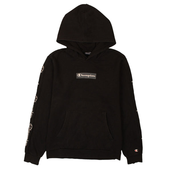 Vintage Champion 90s Black XXL Hoodie with Pockets & Drawstring XXL