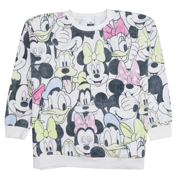 Disney 90's Mickey & Minnie Mouse Crew Neck Sweatshirt XLarge White