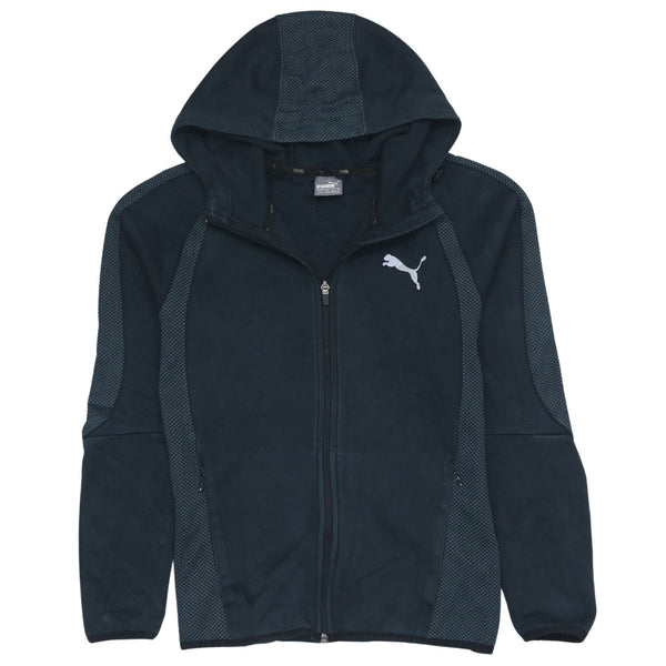 Puma 90's Vintage Black Sportswear Hoodie Small Full Zip Cotton